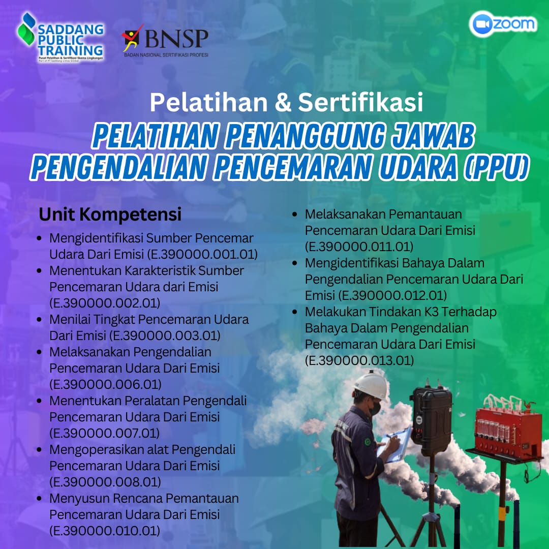 Pelatihan dan Sertifikasi Penanggung Jawab Pengendalian Pencemaran Udara (PPU)