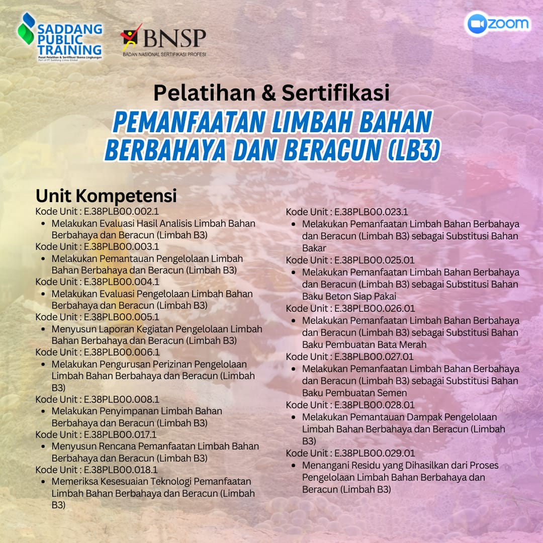 Pelatihan dan Sertifikasi Pemanfaatan Limbah Bahan Berbahaya dan Beracun (LB3)